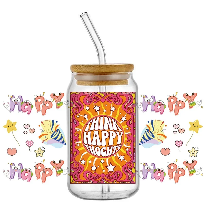 New Waterproof Transfers Decals for 16oz Glass Cup Wrap Stickers Positive Energy Pattern 3D Washable UV DTF Transfer Sticker
New Waterproof Transfers Decals for 16oz Glass Cup Wrap Stickers Positive Energy Pattern 3D Washable UV DTF Transfer Sticker