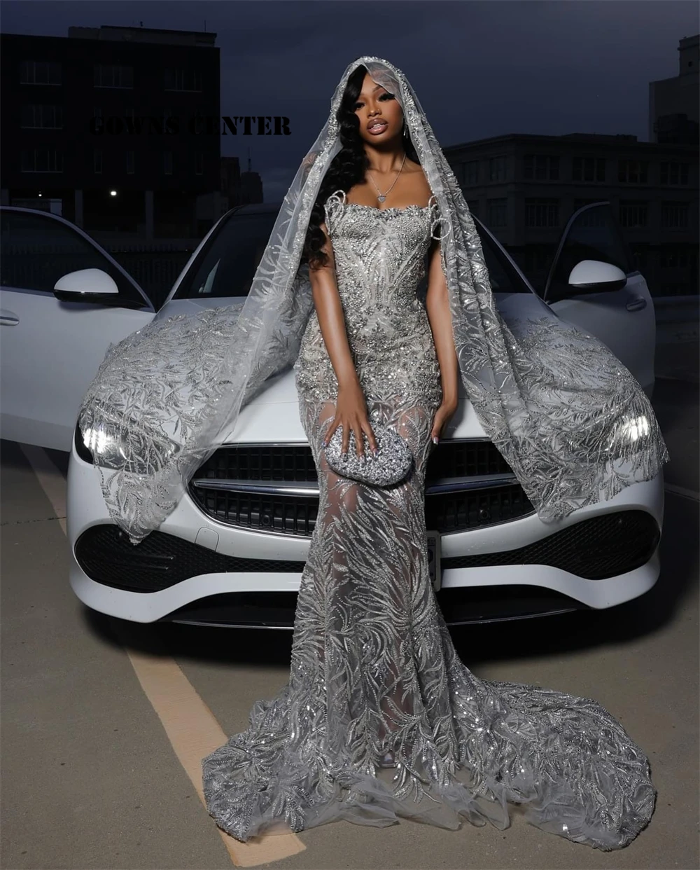 Sparkle Silver Beads Strapless Evening Dress With Headscarf Mermaid Aso Ebi Formal Party Dress African Wedding Guest Customized
Sparkle Silver Beads Strapless Evening Dress With Headscarf Mermaid Aso Ebi Formal Party Dress African Wedding Guest Customized