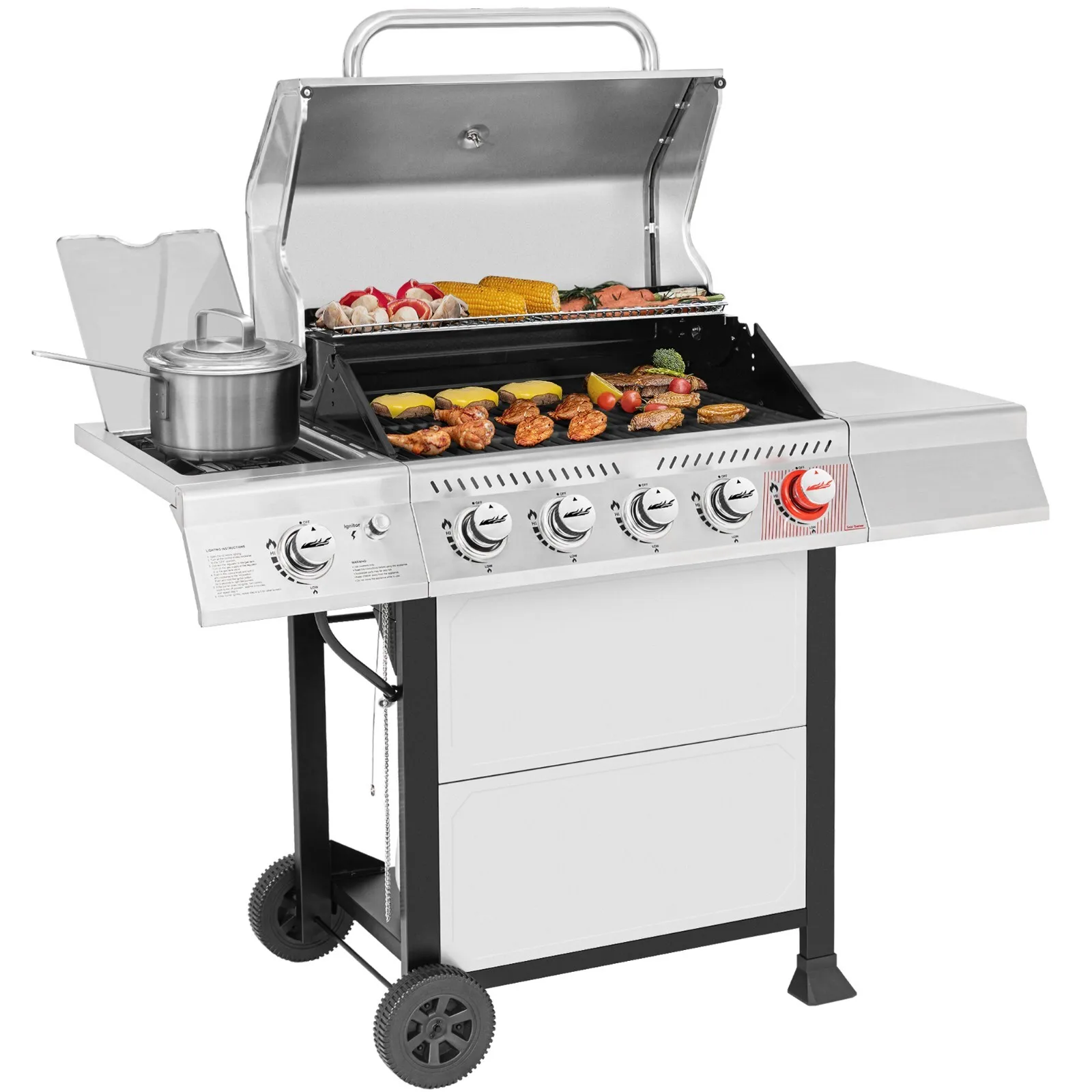 5-Burner Propane Gas Grill with Sear Burner and Side Burner Silver
5-Burner Propane Gas Grill with Sear Burner and Side Burner Silver