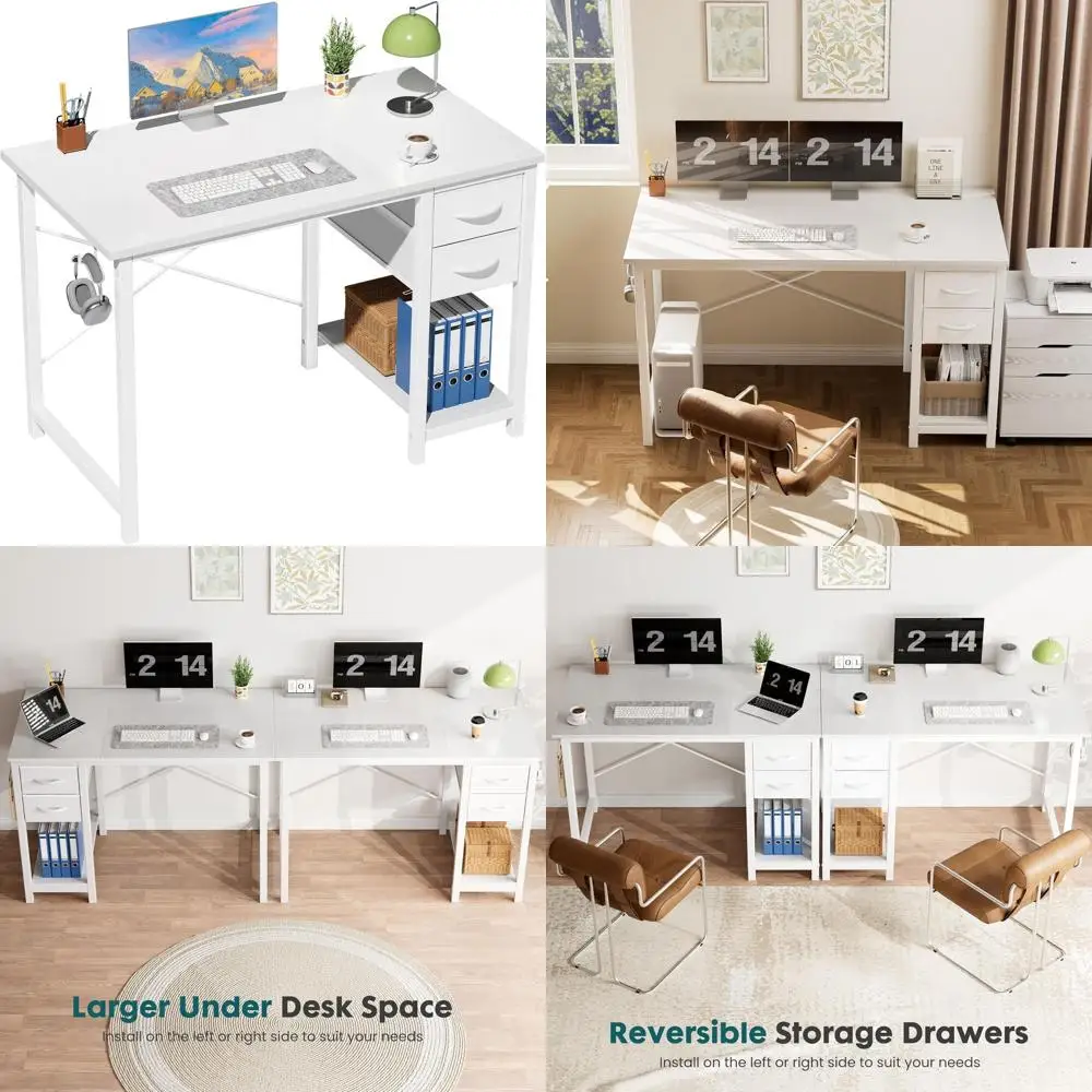 40 X-Frame Metal Desk with Side Hooks, White Home Office Writing Table
40 X-Frame Metal Desk with Side Hooks, White Home Office Writing Table