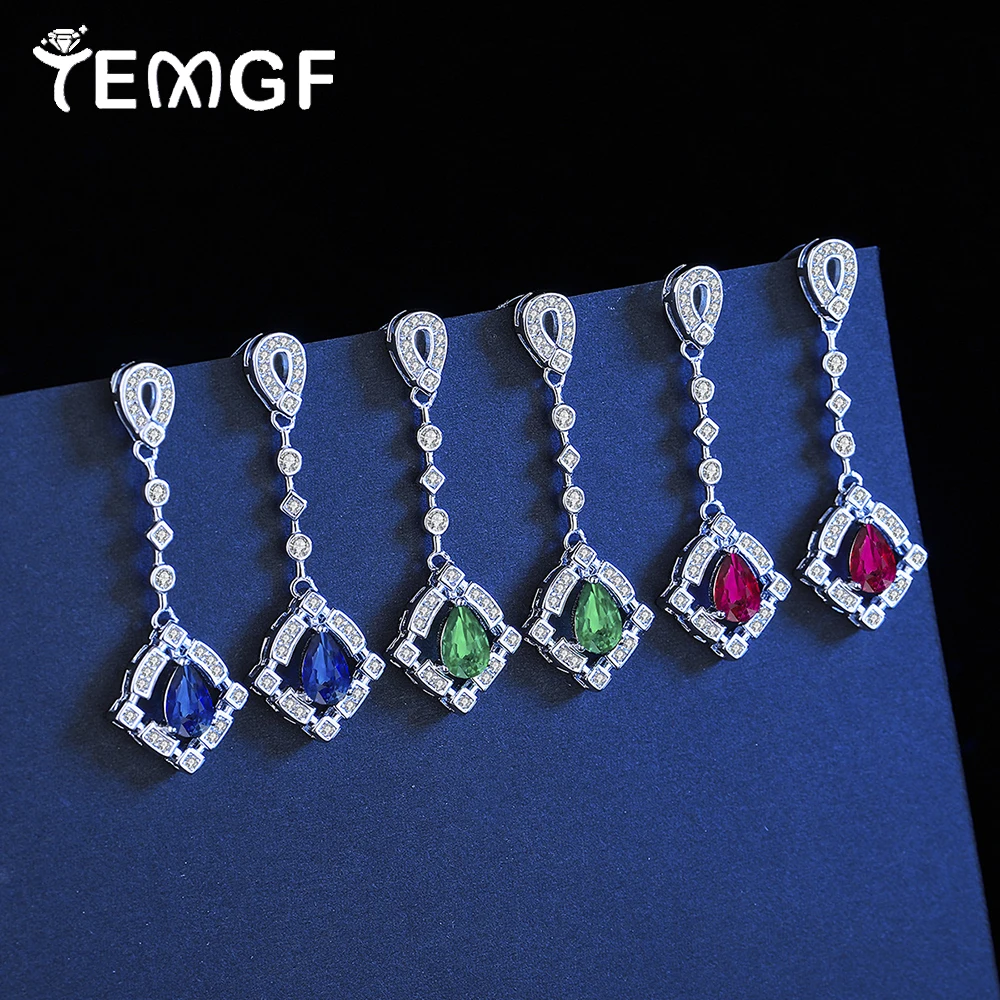 TEMGF Red/Green/Blue Zircon Drop Earrings for Women S925 Sterling Silver Long Tassels Ear Studs Party Fashion Fine Jewelry Match
TEMGF Red/Green/Blue Zircon Drop Earrings for Women S925 Sterling Silver Long Tassels Ear Studs Party Fashion Fine Jewelry Match