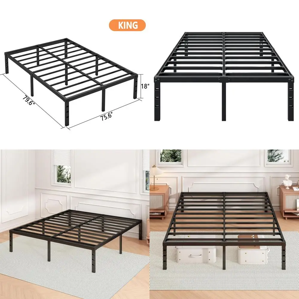 18-дюймовая металлическая кровать-платформа размера King Size - усиленная конструкция, простая сборка, высокая грузоподъемность, место для хранения под кроватью, черный цвет
18-дюймовая металлическая кровать-платформа размера King Size - усиленная конструкция, простая сборка, высокая грузоподъемность, место для хранения под кроватью, черный цвет