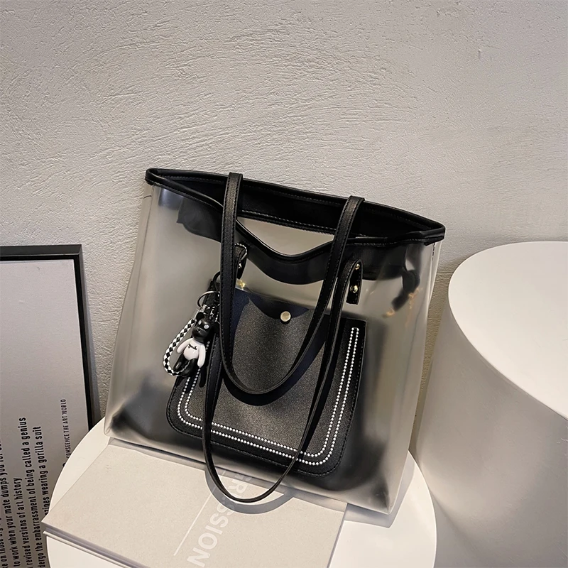 Fashionable Pvc Waterproof One Shoulder Handbag Large Capacity Tote Bag 2025 New Transparent Jelly Bag Shopping Bag Women's Bag
Fashionable Pvc Waterproof One Shoulder Handbag Large Capacity Tote Bag 2025 New Transparent Jelly Bag Shopping Bag Women's Bag