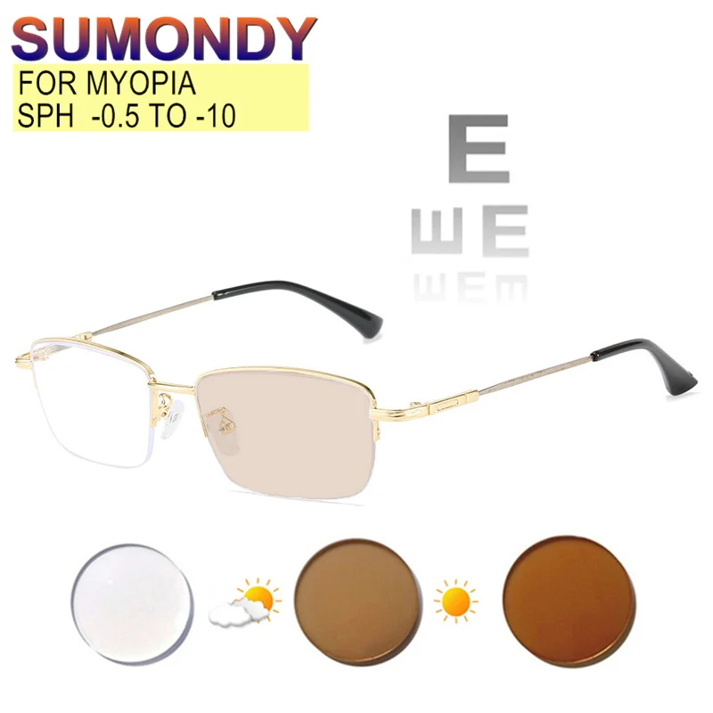 Myopia Glasses Sphere -0.5 to -10 Women Men Half Alloy Frame Blue Light Blocking Or photochromic Nearsighted Eyeglasses UF08
Myopia Glasses Sphere -0.5 to -10 Women Men Half Alloy Frame Blue Light Blocking Or photochromic Nearsighted Eyeglasses UF08
