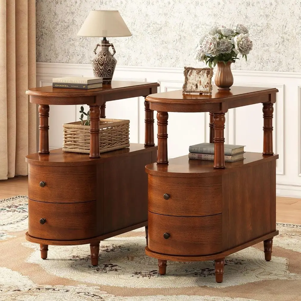 Pair of Solid Wood End Tables with Drawers, Slim Storage Side Table, Vintage Nightstand, Beeswax Finish, Model BG-A508-MG
Pair of Solid Wood End Tables with Drawers, Slim Storage Side Table, Vintage Nightstand, Beeswax Finish, Model BG-A508-MG