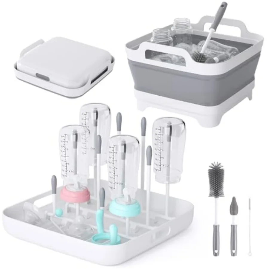 Collapsible Wash Basin for Baby Bottles - Portable 2.4 Gallon Dish Tub with Drying Rack and Lid, Foldable Sink for Camping, Out
Collapsible Wash Basin for Baby Bottles - Portable 2.4 Gallon Dish Tub with Drying Rack and Lid, Foldable Sink for Camping, Out