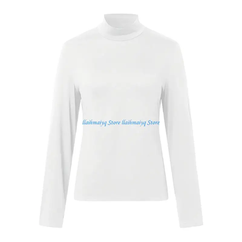 573B Women's high-neck slim-fit long-sleeved shirt, fashionable fitted top, basic T-shirt
573B Women's high-neck slim-fit long-sleeved shirt, fashionable fitted top, basic T-shirt