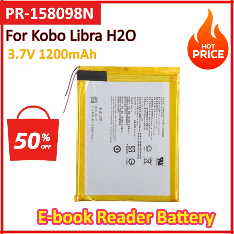 NEW PR-158098N 3.7V 1200mAh Rechargeable Li-Polymer Battery for Kobo Libra H2O E-book Reader Battery Replacement Bateria
NEW PR-158098N 3.7V 1200mAh Rechargeable Li-Polymer Battery for Kobo Libra H2O E-book Reader Battery Replacement Bateria