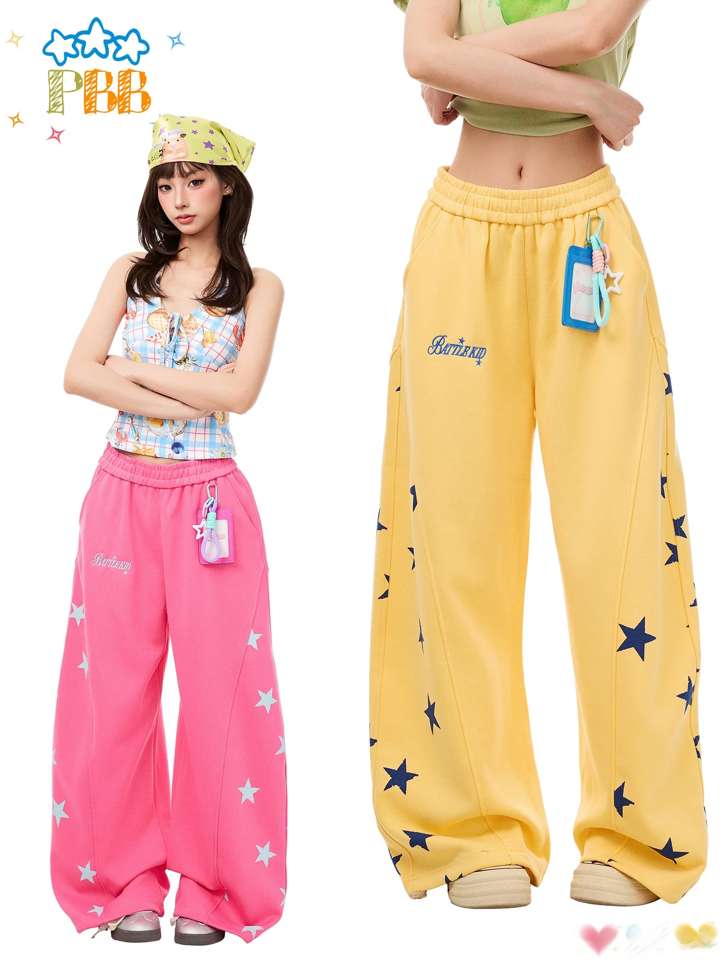 PBB American Casual Star Print Elastic Waist Sports Street Dance Women's Wide Leg Pants Loose Fit Straight Leg Trousers
PBB American Casual Star Print Elastic Waist Sports Street Dance Women's Wide Leg Pants Loose Fit Straight Leg Trousers