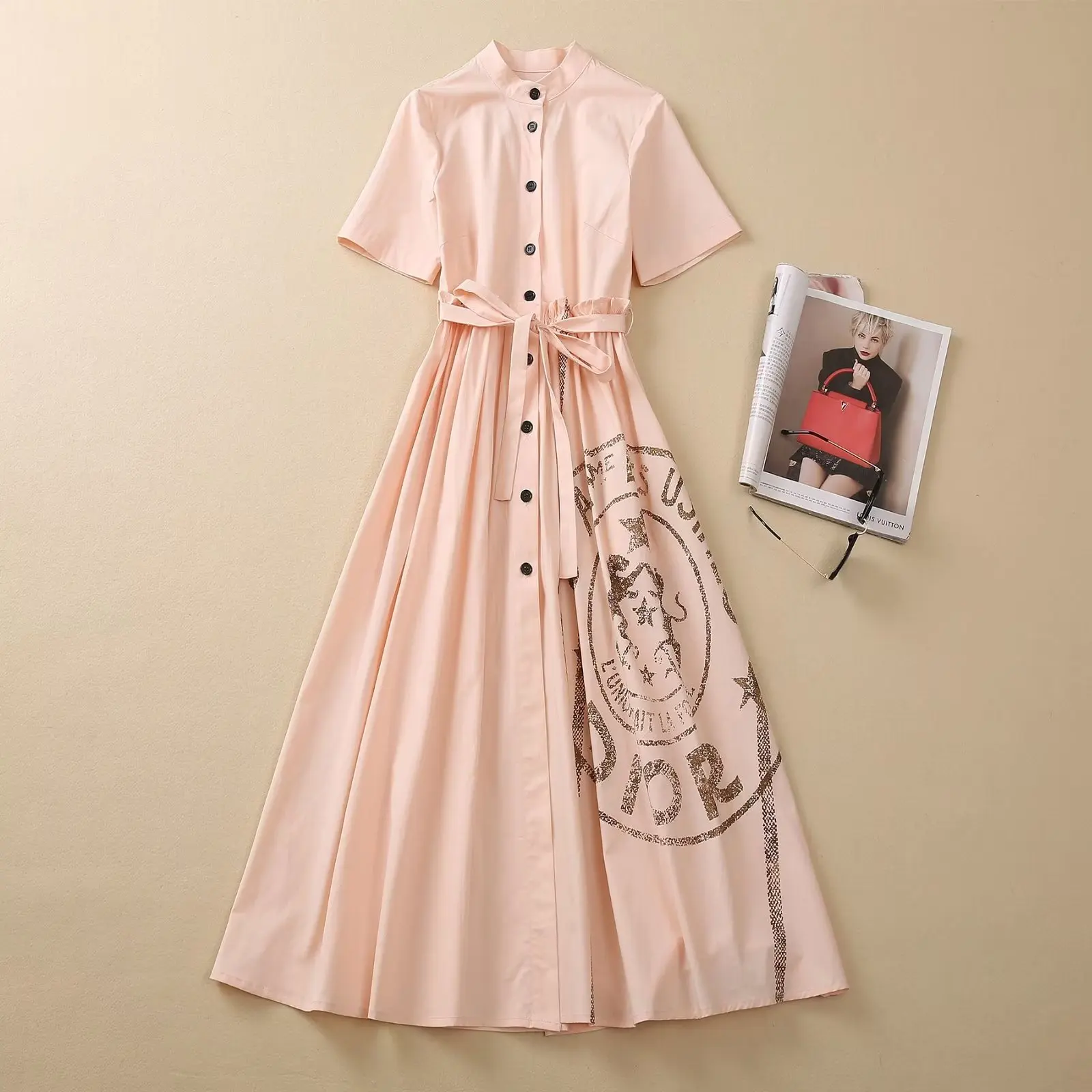 Summer New Women's Cotton Blend Stand Collar Printed ort Sve Dr Belted Waist Tie Fairy Skirt Sle Casual Dr
Summer New Women's Cotton Blend Stand Collar Printed ort Sve Dr Belted Waist Tie Fairy Skirt Sle Casual Dr