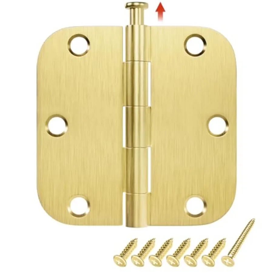 Door Hinges Satin Brass - 0.5 x.5 Inch with 5/8" Radius Interior and Exterior Brushed Brass Door Hinges 1/2" Gold Door Hinge He
Door Hinges Satin Brass - 0.5 x.5 Inch with 5/8" Radius Interior and Exterior Brushed Brass Door Hinges 1/2" Gold Door Hinge He