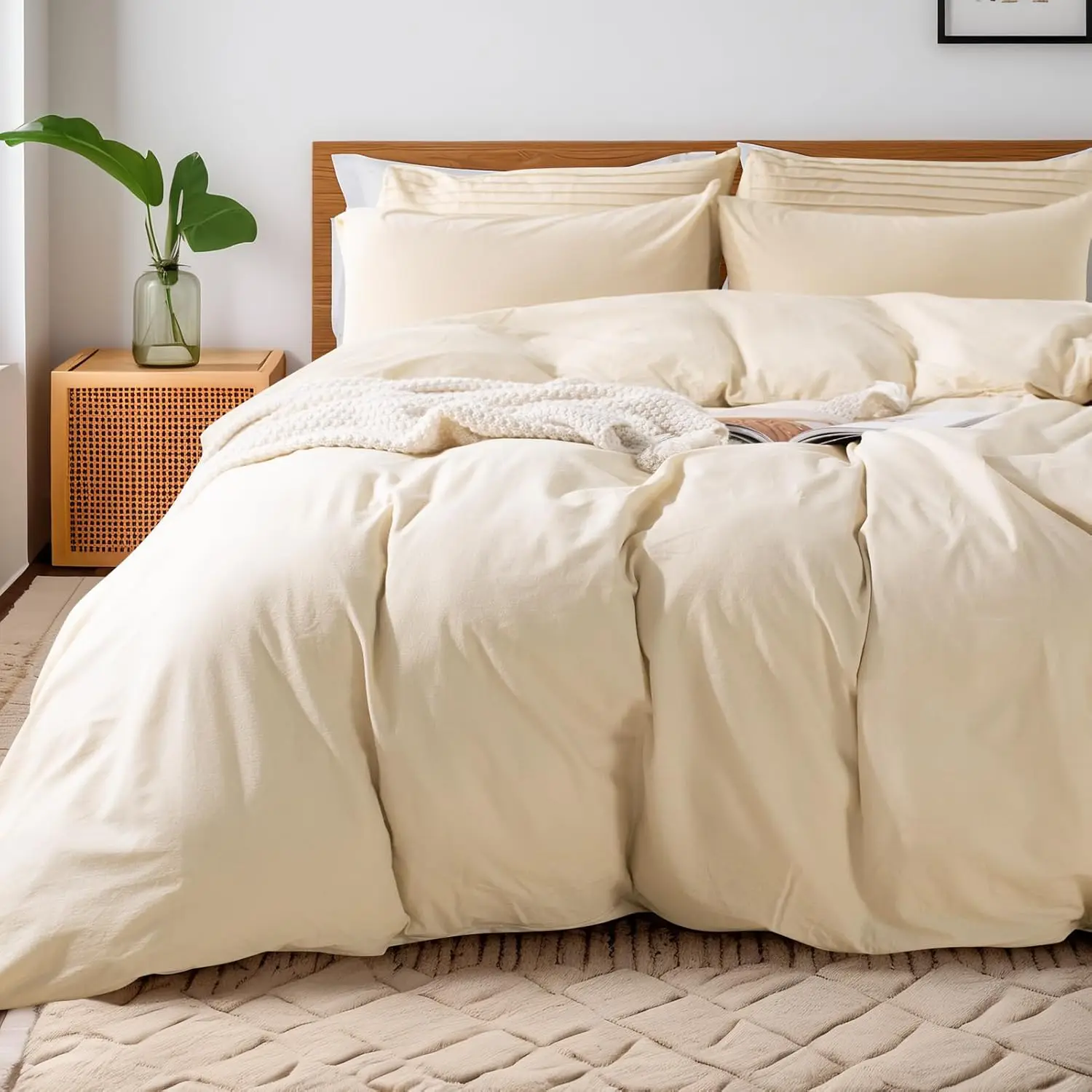 100% Washed Cotton Duvet Cover Set Oversized King 120x98 Linen Feel Textured 3 Pieces Bedding with Zipper Closure, Breathable
100% Washed Cotton Duvet Cover Set Oversized King 120x98 Linen Feel Textured 3 Pieces Bedding with Zipper Closure, Breathable