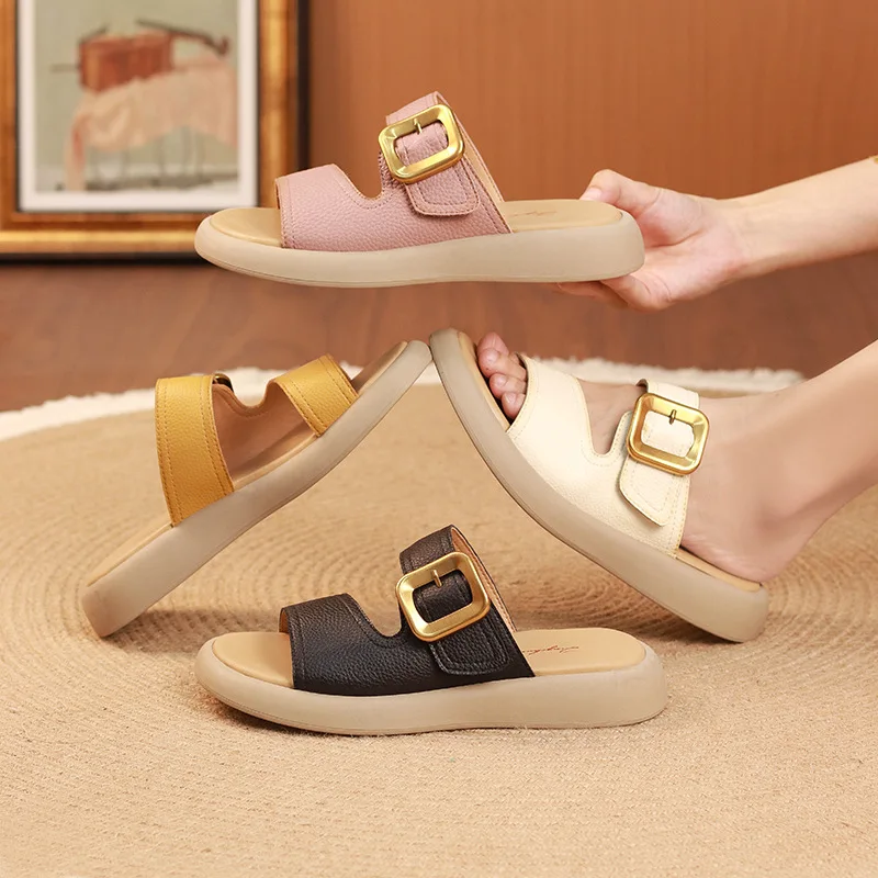 Thick-soled Comfortable Casual Style Metal Square Buckle 2023 Summer Women's Flat Sandals Fashion Soft-soled Women's Sandals
Thick-soled Comfortable Casual Style Metal Square Buckle 2023 Summer Women's Flat Sandals Fashion Soft-soled Women's Sandals
