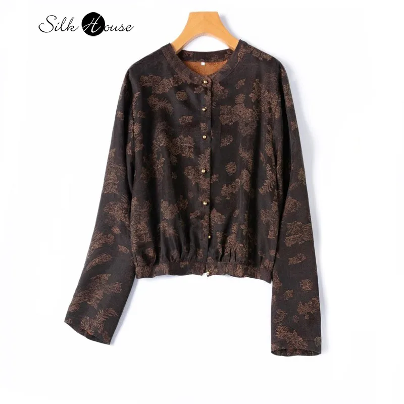 100% Natural Mulberry Silk Gambiered Guangdong Gauze Small Stand Collar Shoulder Down Long Sleeved Women's Fashionable Cardigan
100% Natural Mulberry Silk Gambiered Guangdong Gauze Small Stand Collar Shoulder Down Long Sleeved Women's Fashionable Cardigan