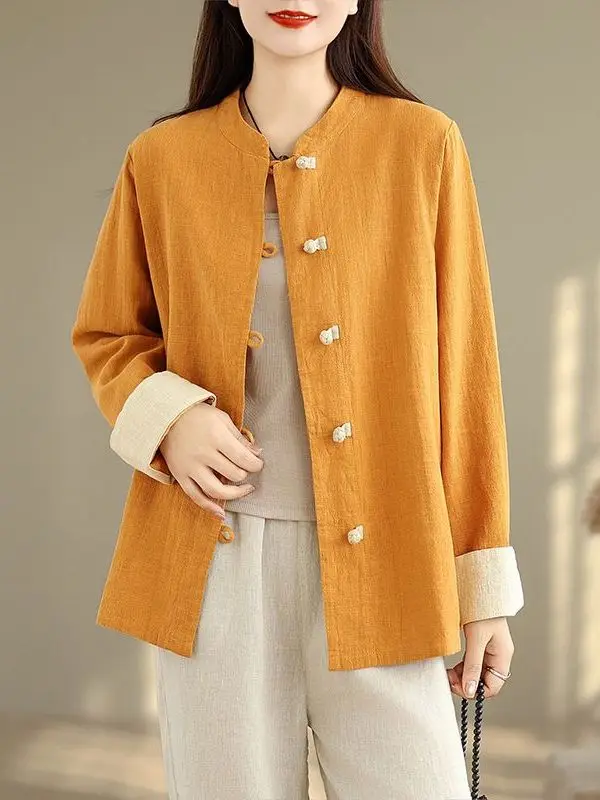 Новая китайская свободная женская длинная рубашка-кардиган из хлопка и льна, на пуговицах, с контрастными вставками, в стиле чайной церемонии
Новая китайская свободная женская длинная рубашка-кардиган из хлопка и льна, на пуговицах, с контрастными вставками, в стиле чайной церемонии