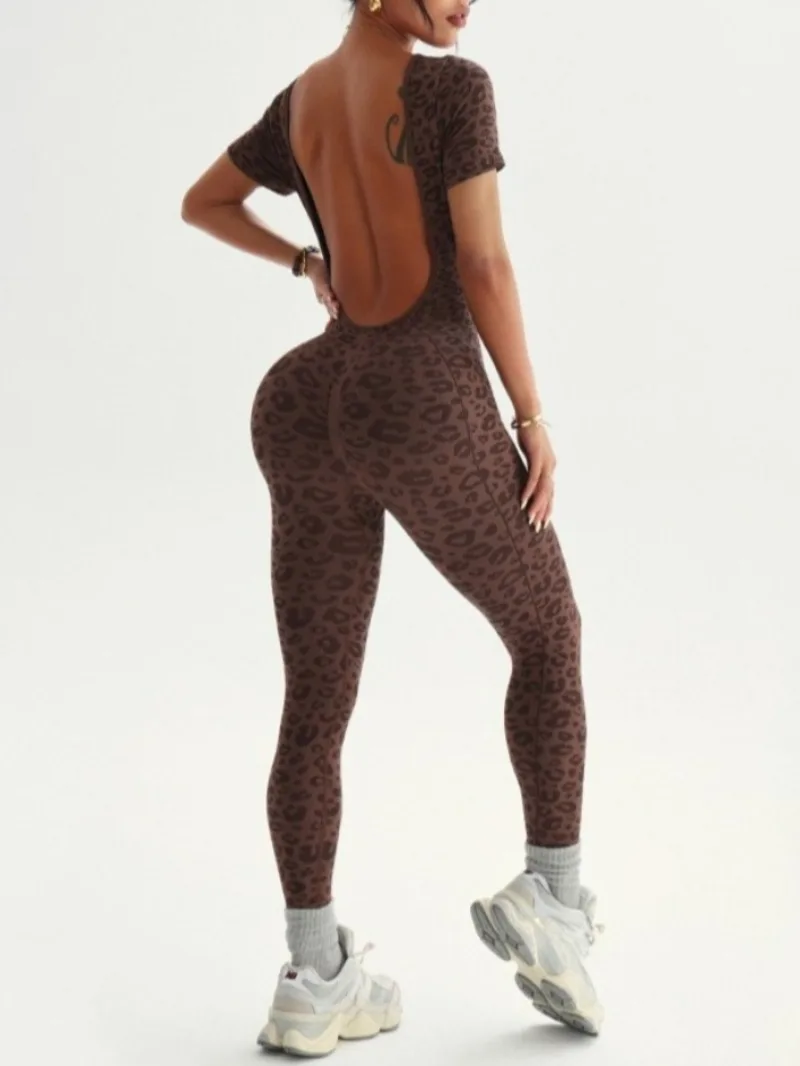 Women's Backless Leopard Jumpsuits Sportwear Short Sleeve One Piece Yoga Fitness Overalls Female Skinny Running Gym Bodysuits
Women's Backless Leopard Jumpsuits Sportwear Short Sleeve One Piece Yoga Fitness Overalls Female Skinny Running Gym Bodysuits