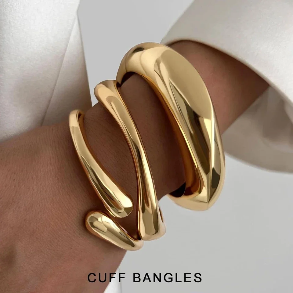 3pcs Chunky Smooth Water Drop Cuff Bracelets for Women Dainty 14k Gold Plated Big Stackable Spring Bangles Set Stack Jewelry
3pcs Chunky Smooth Water Drop Cuff Bracelets for Women Dainty 14k Gold Plated Big Stackable Spring Bangles Set Stack Jewelry
