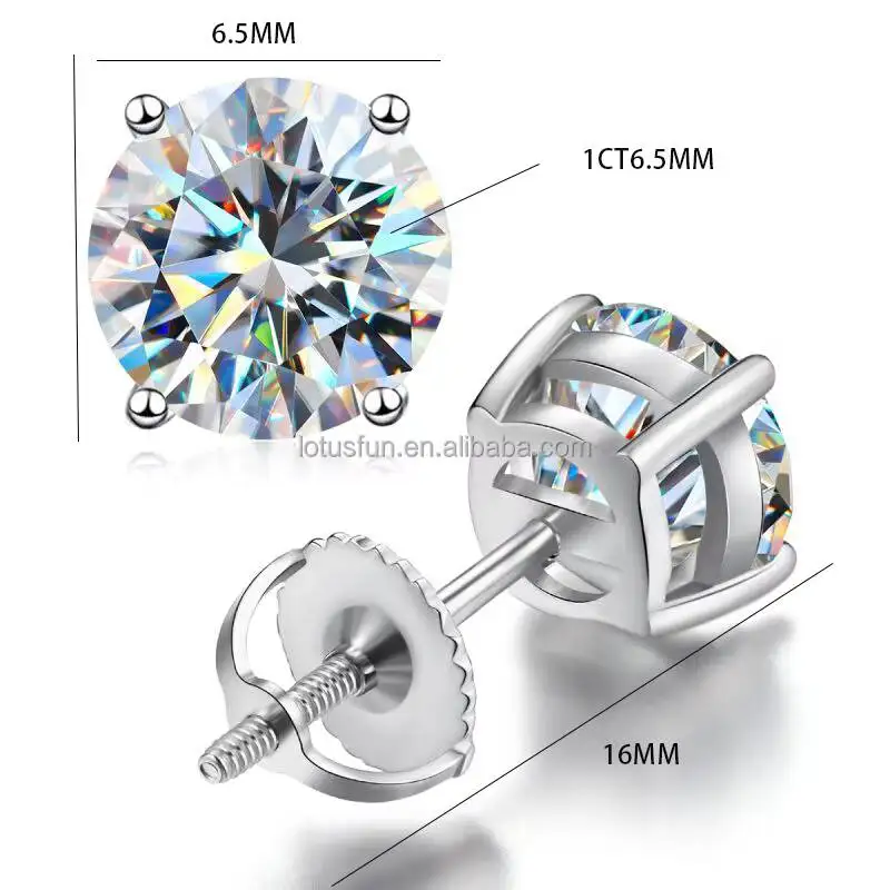 925 Sterling Silver GRA Certified Moissanite Stud Earrings Screw Back 0.5 1 2 Ct Carat Fine Jewelry for Men Women Engagement
925 Sterling Silver GRA Certified Moissanite Stud Earrings Screw Back 0.5 1 2 Ct Carat Fine Jewelry for Men Women Engagement