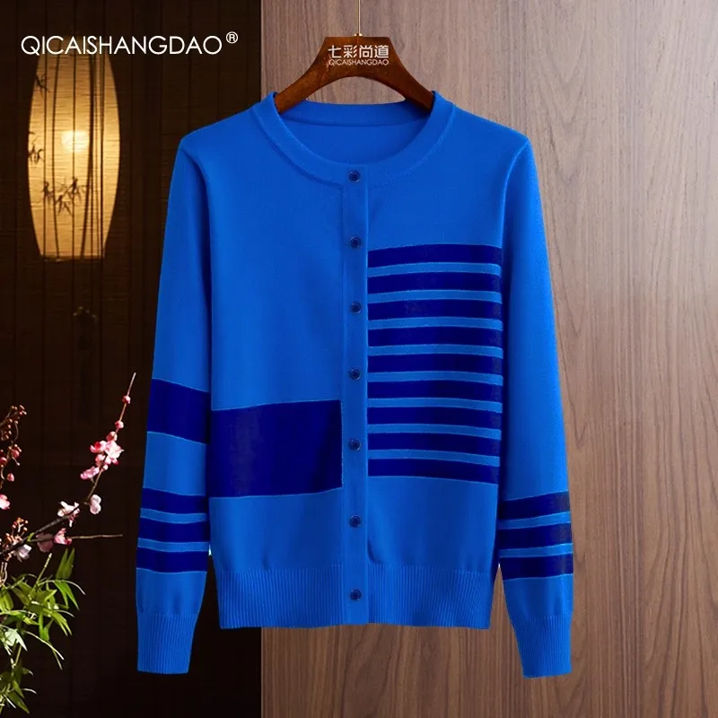 Women' Fall Long Sleeve Color Block Striped Cardigan Crew-neck Slim Short Style Cozy Wool Sweater
Women' Fall Long Sleeve Color Block Striped Cardigan Crew-neck Slim Short Style Cozy Wool Sweater