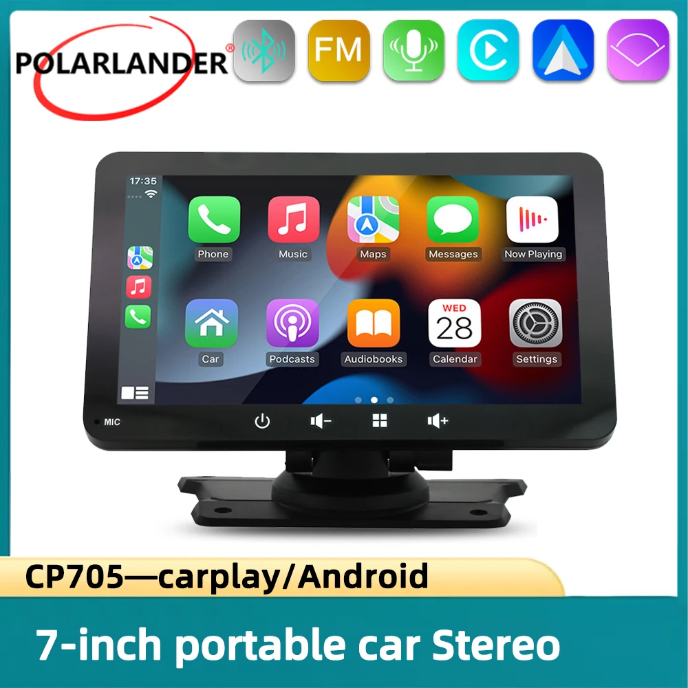 7 Inch Wireless Carplay Display For Car Android Auto Portable Touch Screen Mirror Link Bluetooth FM