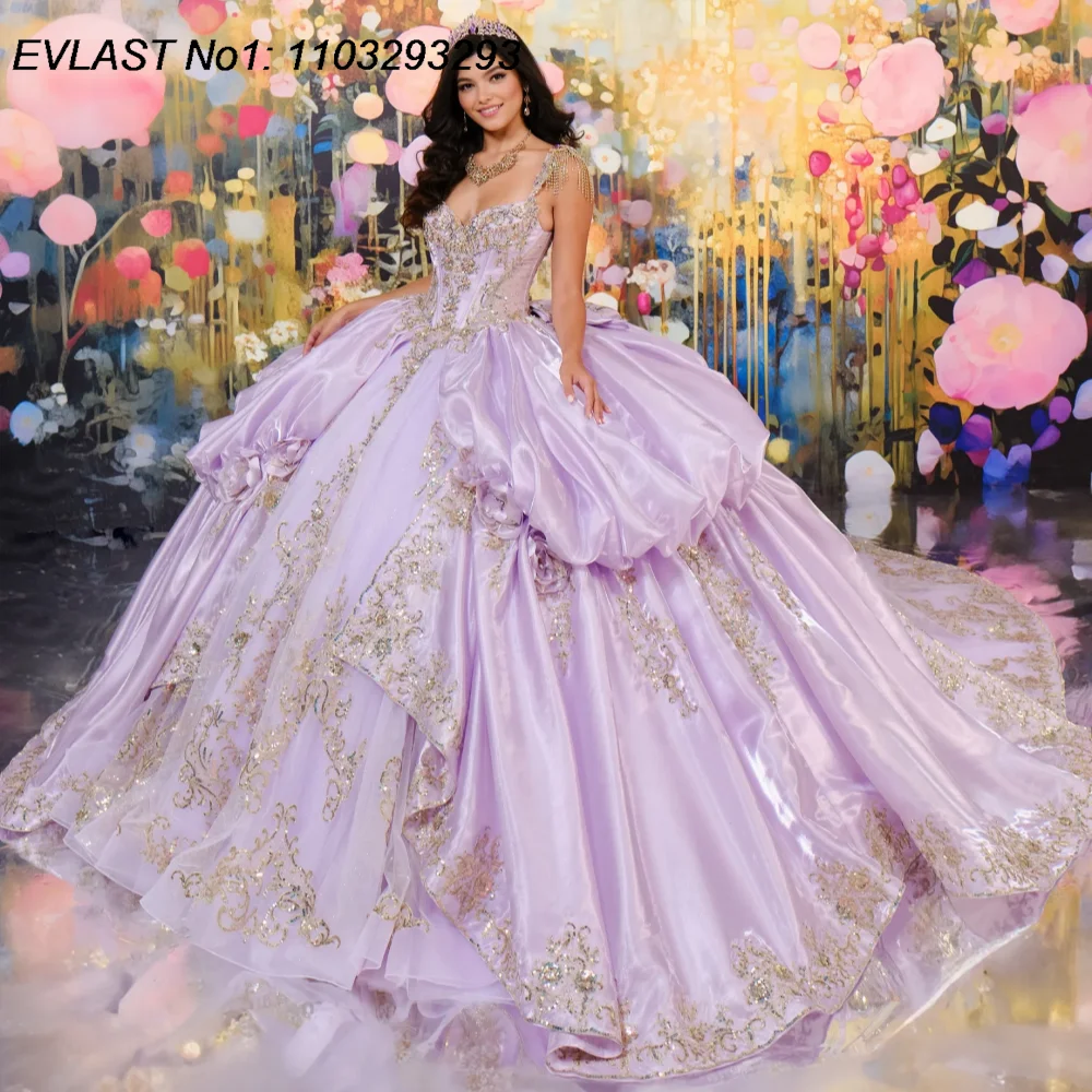 EVLAST Customized Sparkly Lavender Ball Gown Quinceanera Dress Gold Applique Beading Bow Sweet 16 Vestidos De 15 Anos E1QN274
EVLAST Customized Sparkly Lavender Ball Gown Quinceanera Dress Gold Applique Beading Bow Sweet 16 Vestidos De 15 Anos E1QN274
