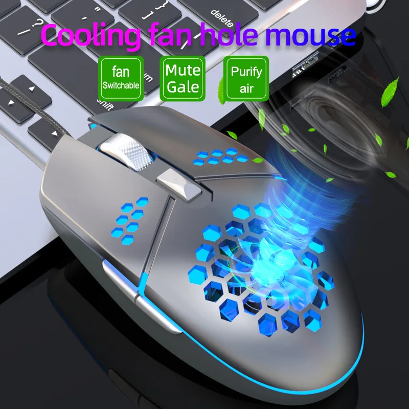 Wired Hollow Mouse With Fan Mute Button RGB Light Effect Metal Roller 3200DPI DPI Button Metal Roller Heat And Sweat Prevention
Wired Hollow Mouse With Fan Mute Button RGB Light Effect Metal Roller 3200DPI DPI Button Metal Roller Heat And Sweat Prevention