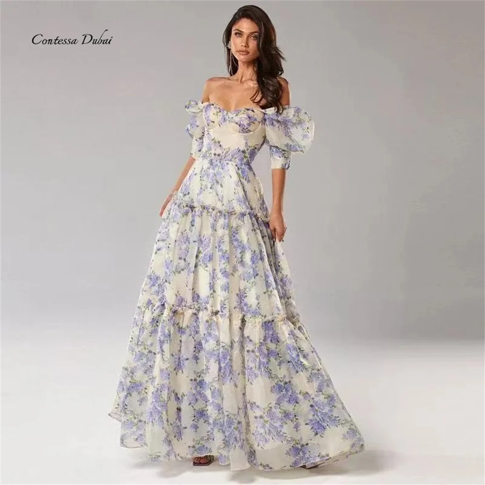 Contessa Custom elegant prom dress floral organza off shoulder puff sleeve sweetheart a line maxi gown for wedding guest dress
Contessa Custom elegant prom dress floral organza off shoulder puff sleeve sweetheart a line maxi gown for wedding guest dress