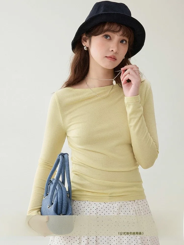 Оригинальная корейская женская футболка AMUU с длинным рукавом и дизайном на одно плечо, из смеси шерсти и полиэстера.
Оригинальная корейская женская футболка AMUU с длинным рукавом и дизайном на одно плечо, из смеси шерсти и полиэстера.