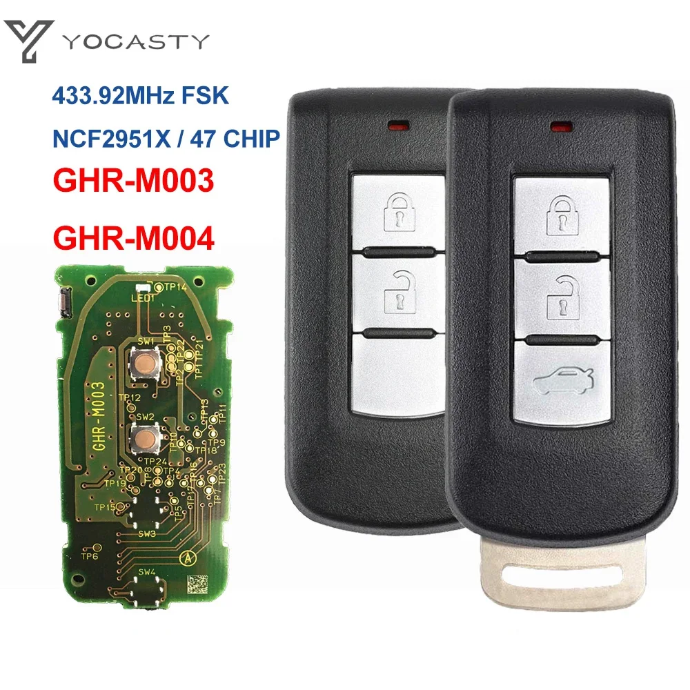 YOCASTY GHR-M004 M003 Smart Keyless Remote Key NCF2951X CHIP 433mhz For Mitsubishi Pajero Sport L200 Dodge Attitude2014 - 2019
YOCASTY GHR-M004 M003 Smart Keyless Remote Key NCF2951X CHIP 433mhz For Mitsubishi Pajero Sport L200 Dodge Attitude2014 - 2019