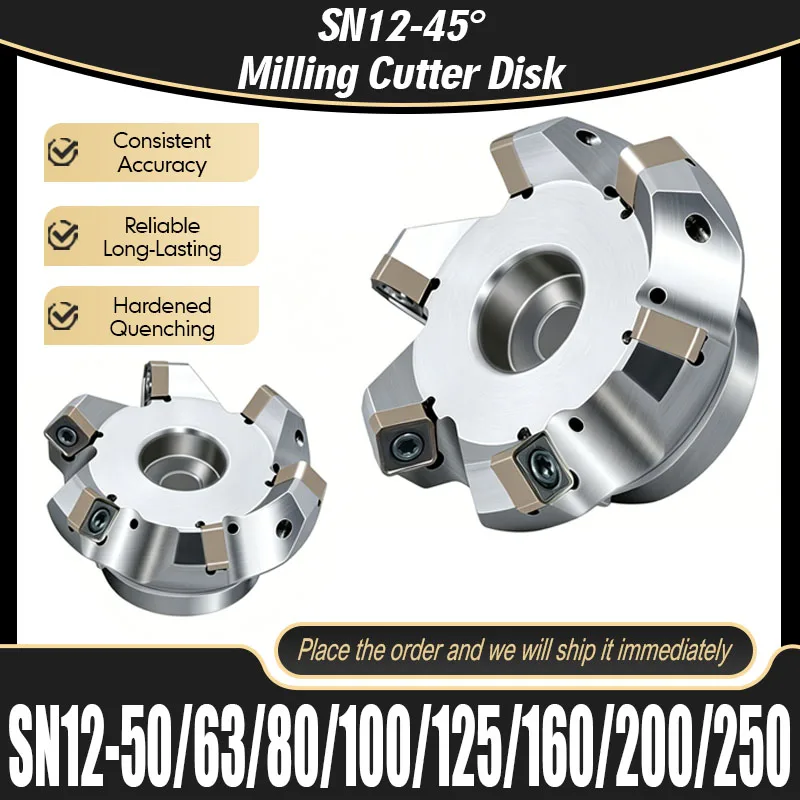 SN12 Series 45° Fast Feed Milling Cutter Head for CNC Lathe Rough Cutting Discs SN12-50/63/80/100/125/160 Milling Tool
SN12 Series 45° Fast Feed Milling Cutter Head for CNC Lathe Rough Cutting Discs SN12-50/63/80/100/125/160 Milling Tool