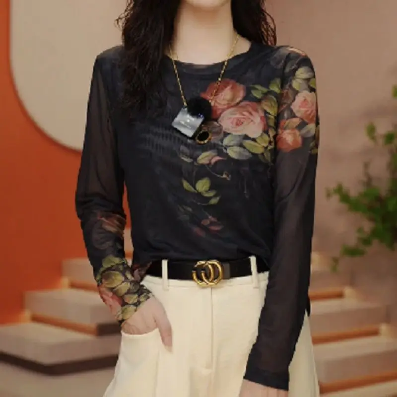 Spring and Autumn Women's Round Neck Long Sleeve Slim Mesh Shirt Breathable Floral Pullover Fashion Casual Office Lady Tops
Spring and Autumn Women's Round Neck Long Sleeve Slim Mesh Shirt Breathable Floral Pullover Fashion Casual Office Lady Tops