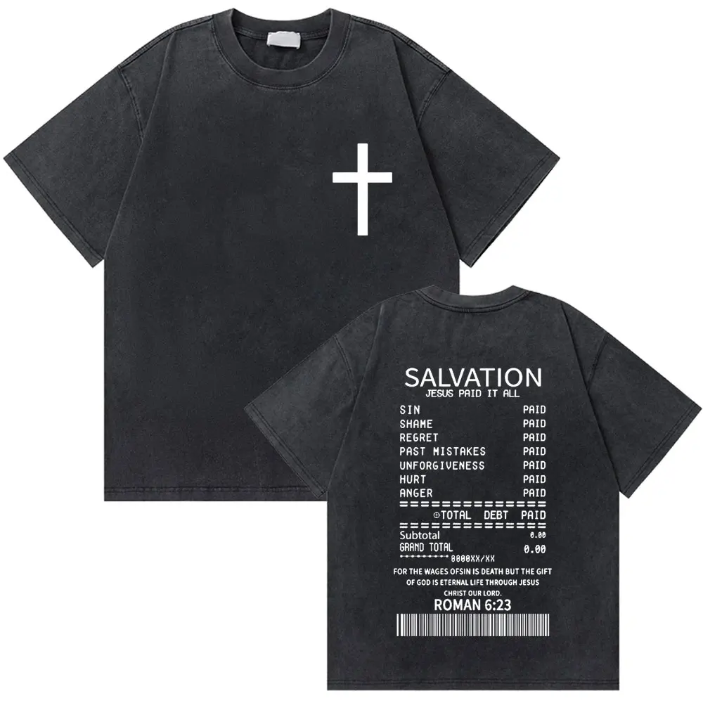Vintage Washed Christian Salvation Jesus Paid It All Bible Verse Graphic T Shirts Men Women Fashion Hip Hop Oversized T-shirts
Vintage Washed Christian Salvation Jesus Paid It All Bible Verse Graphic T Shirts Men Women Fashion Hip Hop Oversized T-shirts