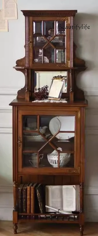 American solid wood single door glass side cabinet French wine cabinet antique storage decoration display creativity
American solid wood single door glass side cabinet French wine cabinet antique storage decoration display creativity