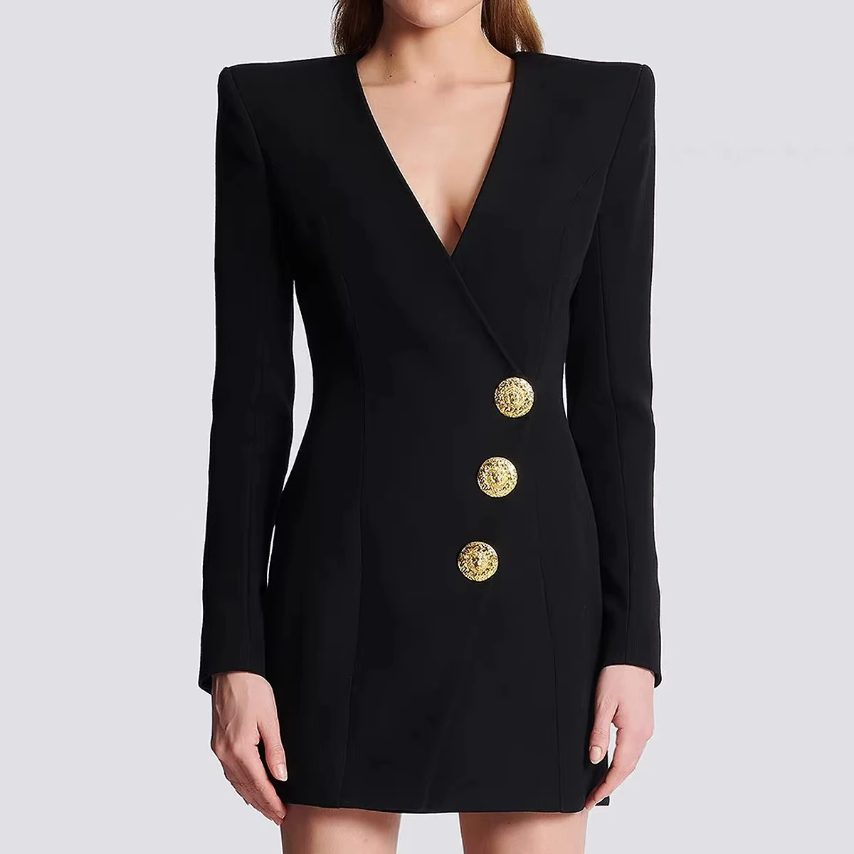 2024 Fall Winter Sexy V-neckline Single-breasted Long Sleeve Women Office Blazer Short Mini Slim Black Dress
2024 Fall Winter Sexy V-neckline Single-breasted Long Sleeve Women Office Blazer Short Mini Slim Black Dress
