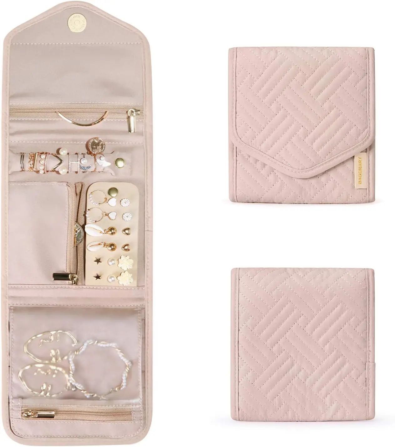 Travel Jewelry Organizer Case Foldable Small Jewelry Roll for Journey Rings, Necklaces, Earrings, Bracelets,Mini,Soft Pink
Travel Jewelry Organizer Case Foldable Small Jewelry Roll for Journey Rings, Necklaces, Earrings, Bracelets,Mini,Soft Pink