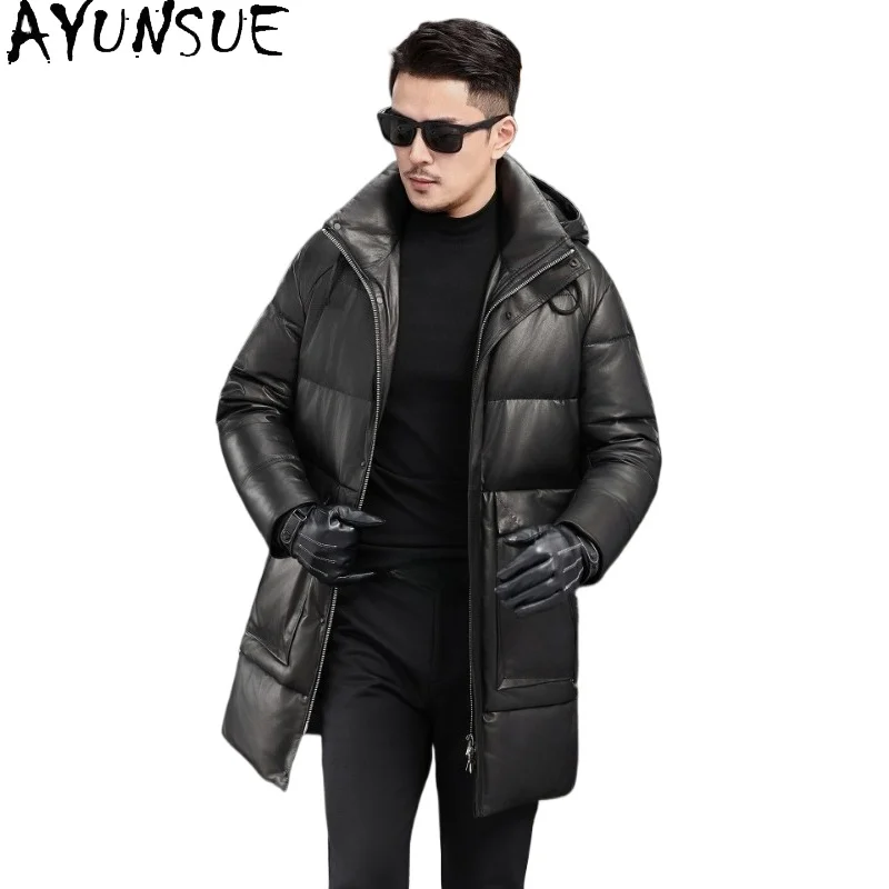 Куртка AYUNSUE из 100% натуральной коровьей кожи, мужская зимняя, со съемным капюшоном, средней длины, с наполнителем из белого гусиного пуха, теплая, пуховая
Куртка AYUNSUE из 100% натуральной коровьей кожи, мужская зимняя, со съемным капюшоном, средней длины, с наполнителем из белого гусиного пуха, теплая, пуховая