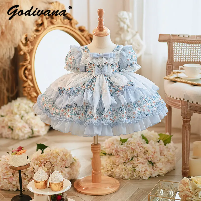 Sweet Baby Girls Lolita Princess Dress Kids High End Luxury Floral Puff Sleeve Bow Tulle Ruffle Trim Birthday Party Ball Gown
Sweet Baby Girls Lolita Princess Dress Kids High End Luxury Floral Puff Sleeve Bow Tulle Ruffle Trim Birthday Party Ball Gown
