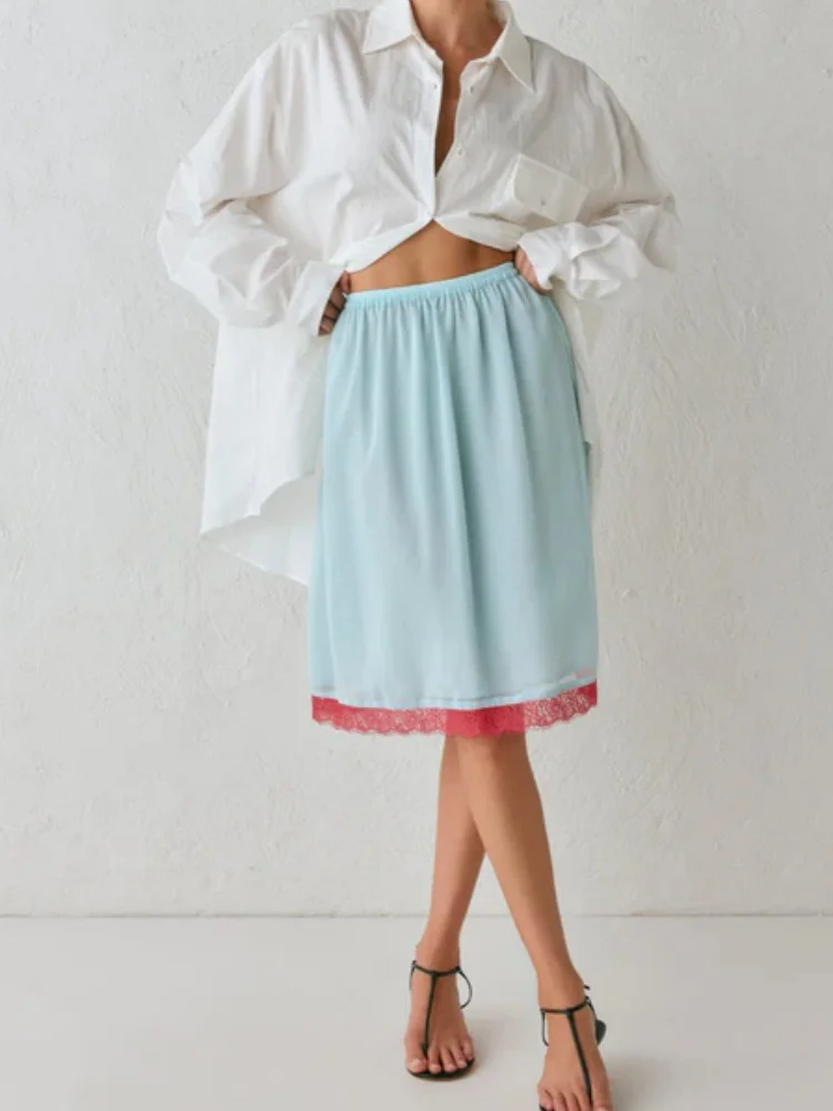 Sexy Elastic Waist Mid Skirt Petticoat Short Dress Female Milk Silk Satin White Lace Hem Commuter Office Woman Under Dress
Sexy Elastic Waist Mid Skirt Petticoat Short Dress Female Milk Silk Satin White Lace Hem Commuter Office Woman Under Dress
