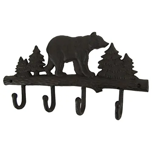 Rustic Cast Iron Bear On Log With Pine Trees Wall Hook Organizer Featuring Four Hooks For Coats Hats And Keys
Rustic Cast Iron Bear On Log With Pine Trees Wall Hook Organizer Featuring Four Hooks For Coats Hats And Keys