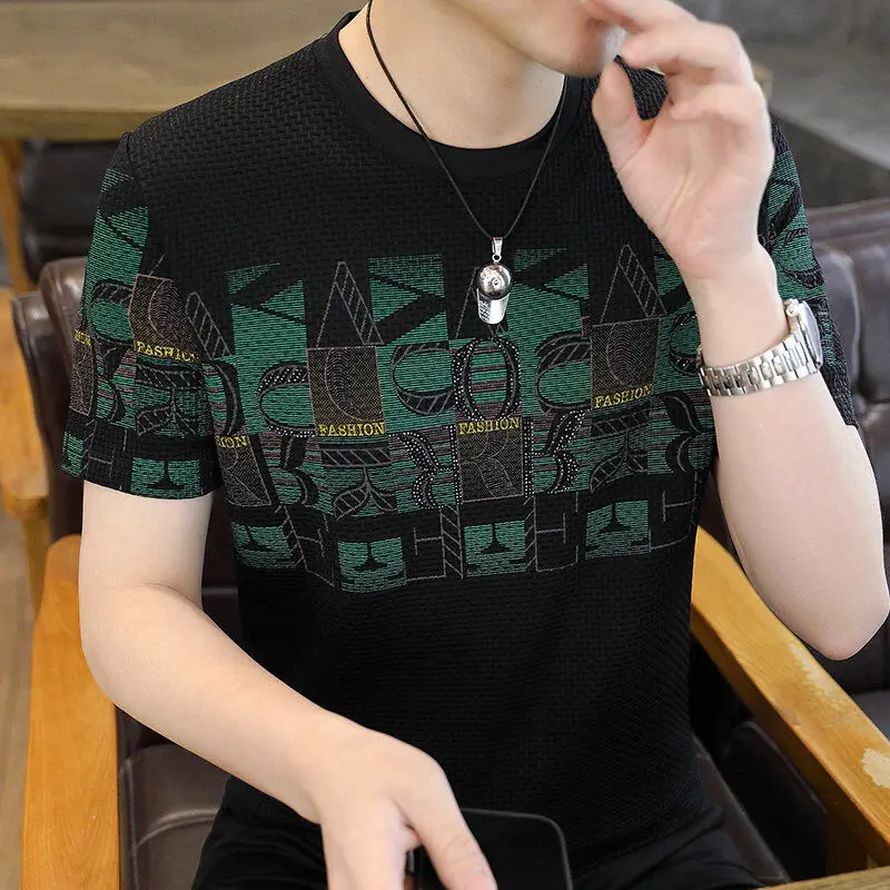Men Fashionable and Personalized Summer Trendy Slim Print Quick-drying Short-sleeved T-shirt Ice Silk Versatile Top
Men Fashionable and Personalized Summer Trendy Slim Print Quick-drying Short-sleeved T-shirt Ice Silk Versatile Top