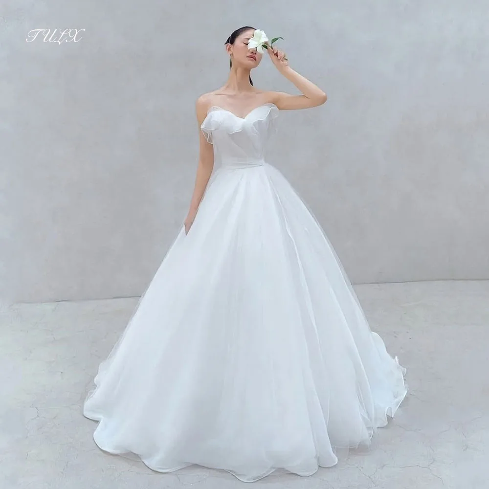 TULX Elegant Ivory Organza Wedding Dress Photo Shoot Sweetheart Pleat Korea Bridal Gown Corset Long Customized 웨딩드레스 2025
TULX Elegant Ivory Organza Wedding Dress Photo Shoot Sweetheart Pleat Korea Bridal Gown Corset Long Customized 웨딩드레스 2025