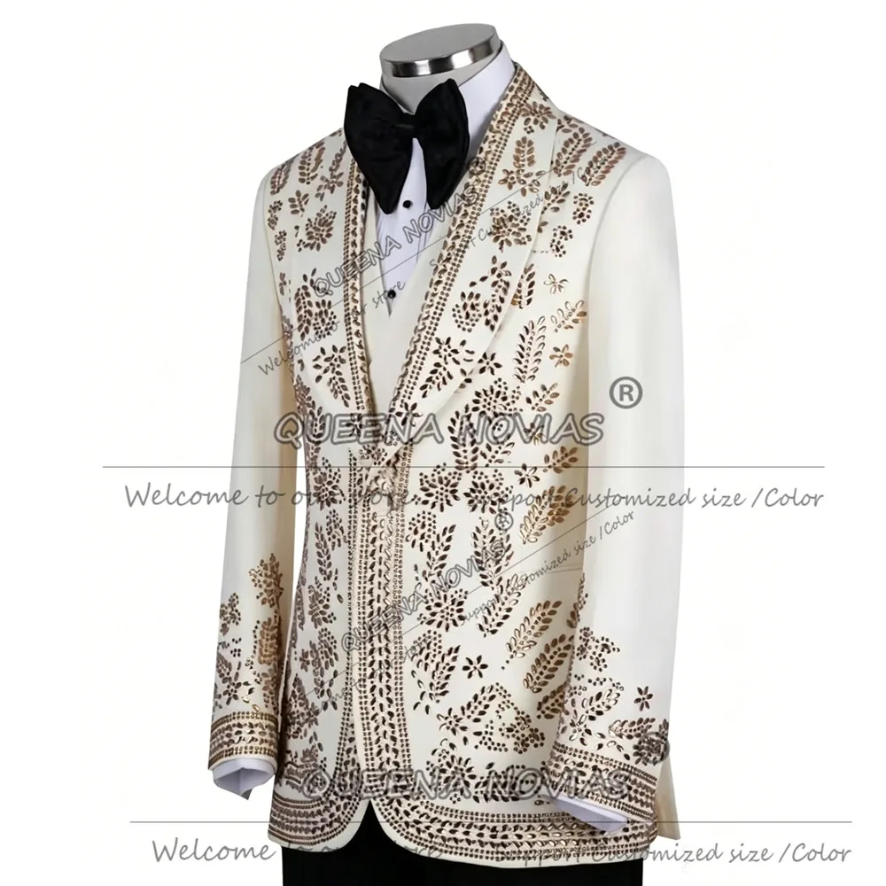 Rhinestone Beaded Suit Men For Wedding Single Breasted Prom Blazer Customized 3 Piece Sets Groom Tuxedos Slim Fit Man Outfits
Rhinestone Beaded Suit Men For Wedding Single Breasted Prom Blazer Customized 3 Piece Sets Groom Tuxedos Slim Fit Man Outfits
