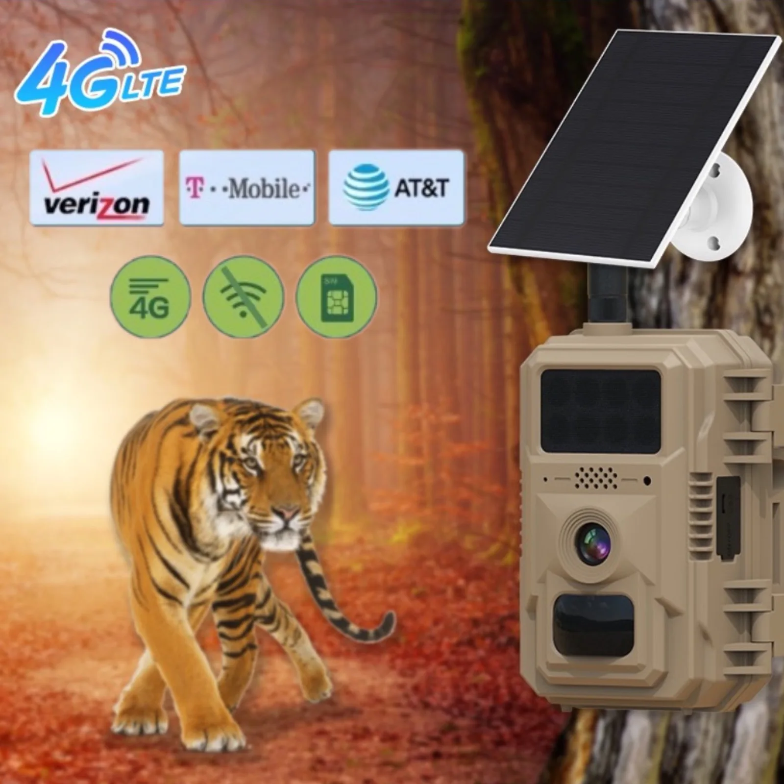 4G LTE Cellular Trail Camera Hunting Camera Game Camera Achieves US Coverage, Solar Powered Battery, 4MP 2K Resolution
4G LTE Cellular Trail Camera Hunting Camera Game Camera Achieves US Coverage, Solar Powered Battery, 4MP 2K Resolution