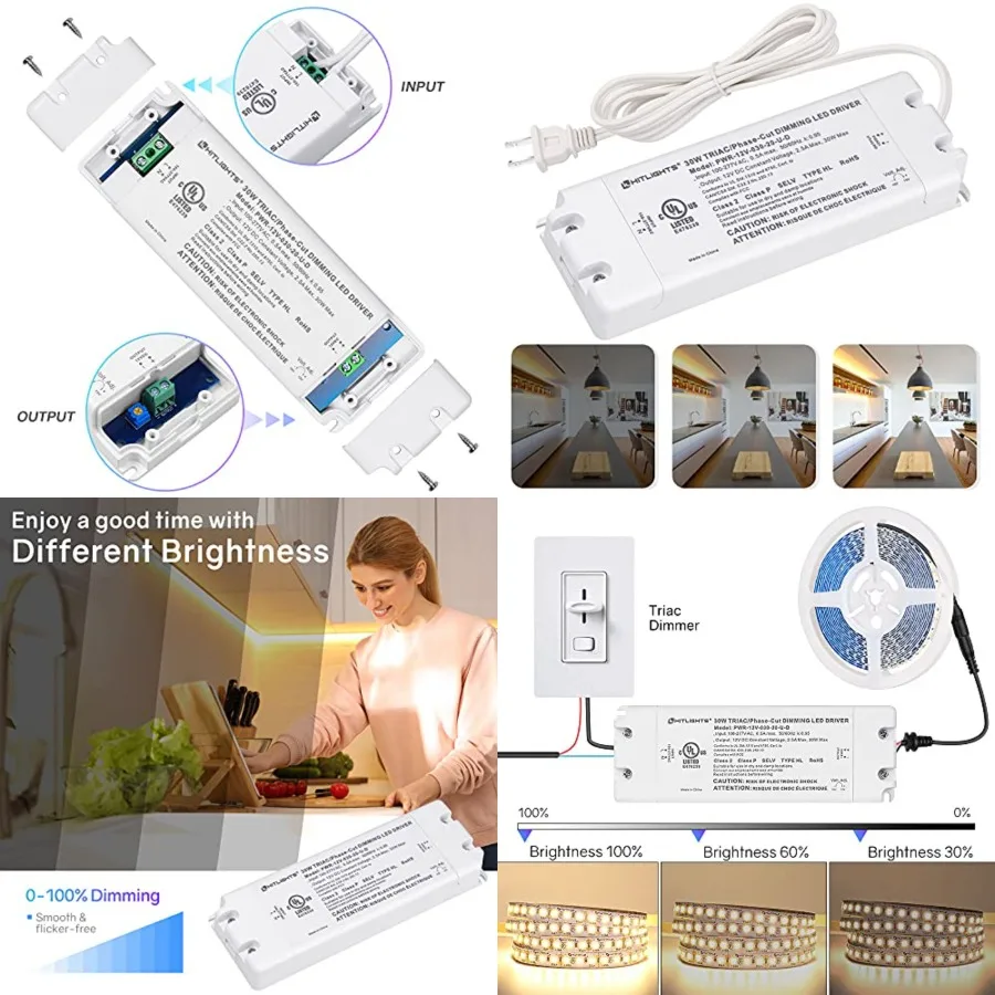 30W Dimmable LED Driver, 120V AC to 12V DC, Low Voltage Transformer for Strip Lights, LED Lighting Projects, Compatible with Lu
30W Dimmable LED Driver, 120V AC to 12V DC, Low Voltage Transformer for Strip Lights, LED Lighting Projects, Compatible with Lu