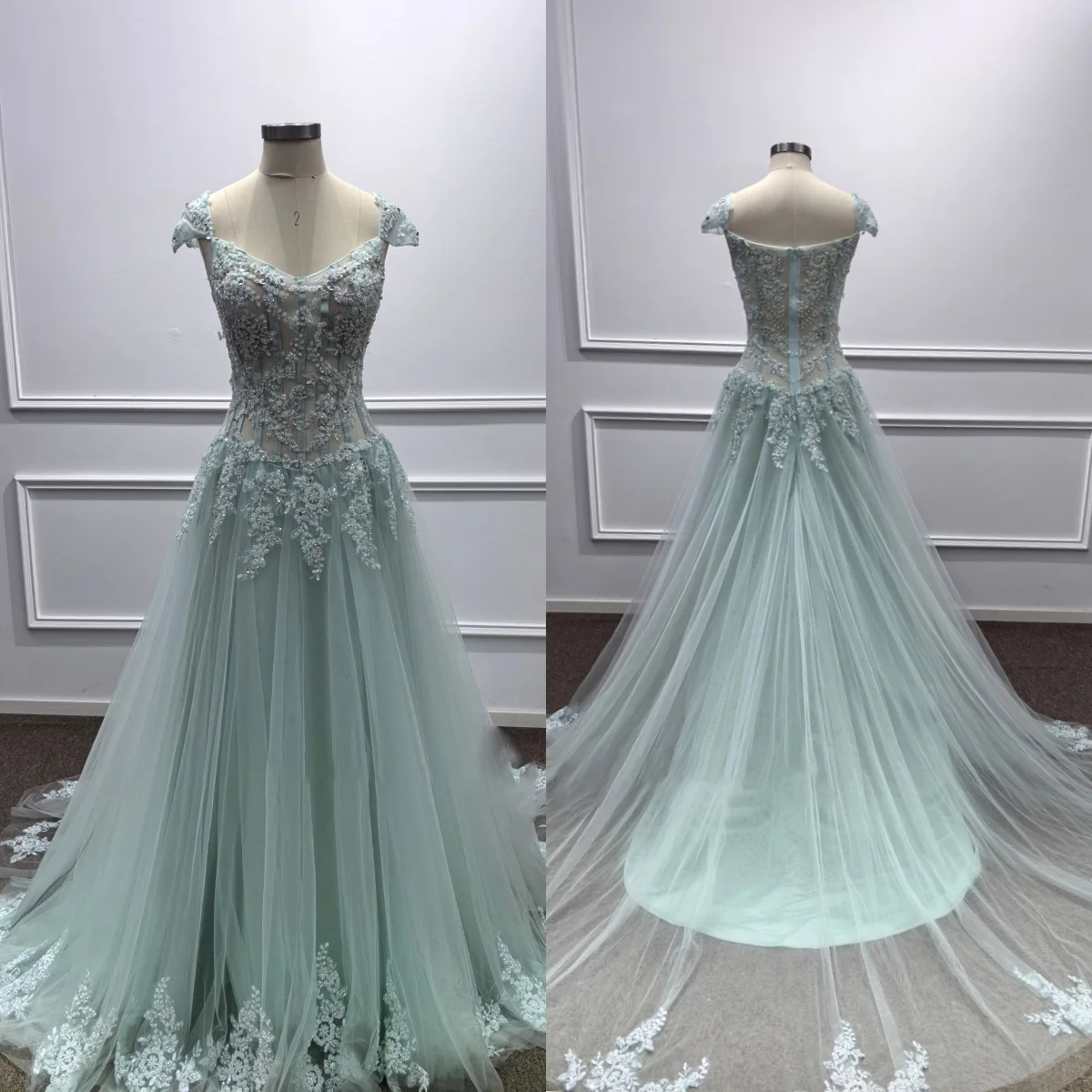 EGS Customized Luxury Evening Dresses A-Line Square Neck Prom Dress Beadings Mint Lace Edging Floor-Length Sleeveless Evening
EGS Customized Luxury Evening Dresses A-Line Square Neck Prom Dress Beadings Mint Lace Edging Floor-Length Sleeveless Evening