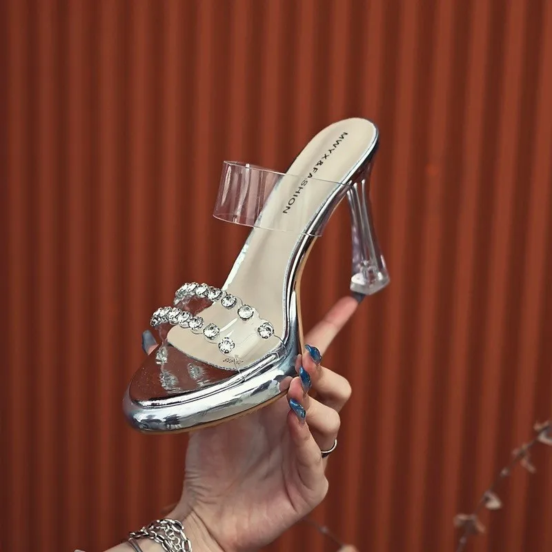 Leisure Slippers Woman Casual Mules Thin Super High Heels Shoes Woman Slides Solid Bling Shine Summer Shoes Zapatillas Mujer
Leisure Slippers Woman Casual Mules Thin Super High Heels Shoes Woman Slides Solid Bling Shine Summer Shoes Zapatillas Mujer