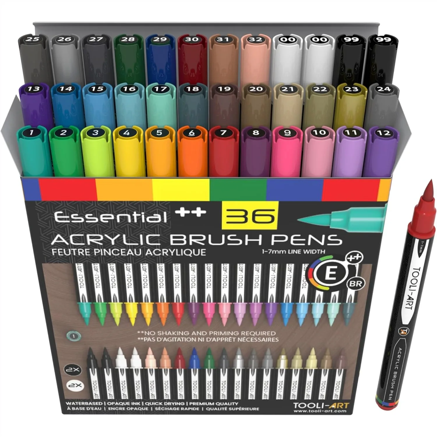 36 Flexible Brush Tip Acrylic Paint Pens Set 1-7mm Line For Rock Painting Glass Wood Metal Canvas
36 Flexible Brush Tip Acrylic Paint Pens Set 1-7mm Line For Rock Painting Glass Wood Metal Canvas