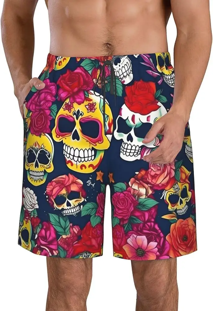 Модные и стильные мужские готические шорты с жутким рисунком черепа и 3D принтом, летние пляжные шорты с эластичной резинкой на талии, уличные мужские шорты 
Модные и стильные мужские готические шорты с жутким рисунком черепа и 3D принтом, летние пляжные шорты с эластичной резинкой на талии, уличные мужские шорты