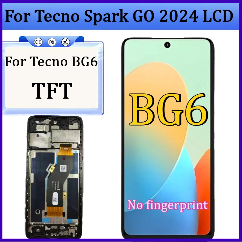 New TFT LCD For Tecno Spark GO 2024 LCD for Tecno BG6 Display Screen Touch Digitizer Assembly Panel Replacement Parts
New TFT LCD For Tecno Spark GO 2024 LCD for Tecno BG6 Display Screen Touch Digitizer Assembly Panel Replacement Parts