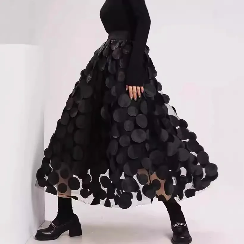 Retro A-line Skirt Large Swing Half Body Skirt Autumn/Winter New 3D Polka Yarn Skirt High Waist Versatile
Retro A-line Skirt Large Swing Half Body Skirt Autumn/Winter New 3D Polka Yarn Skirt High Waist Versatile